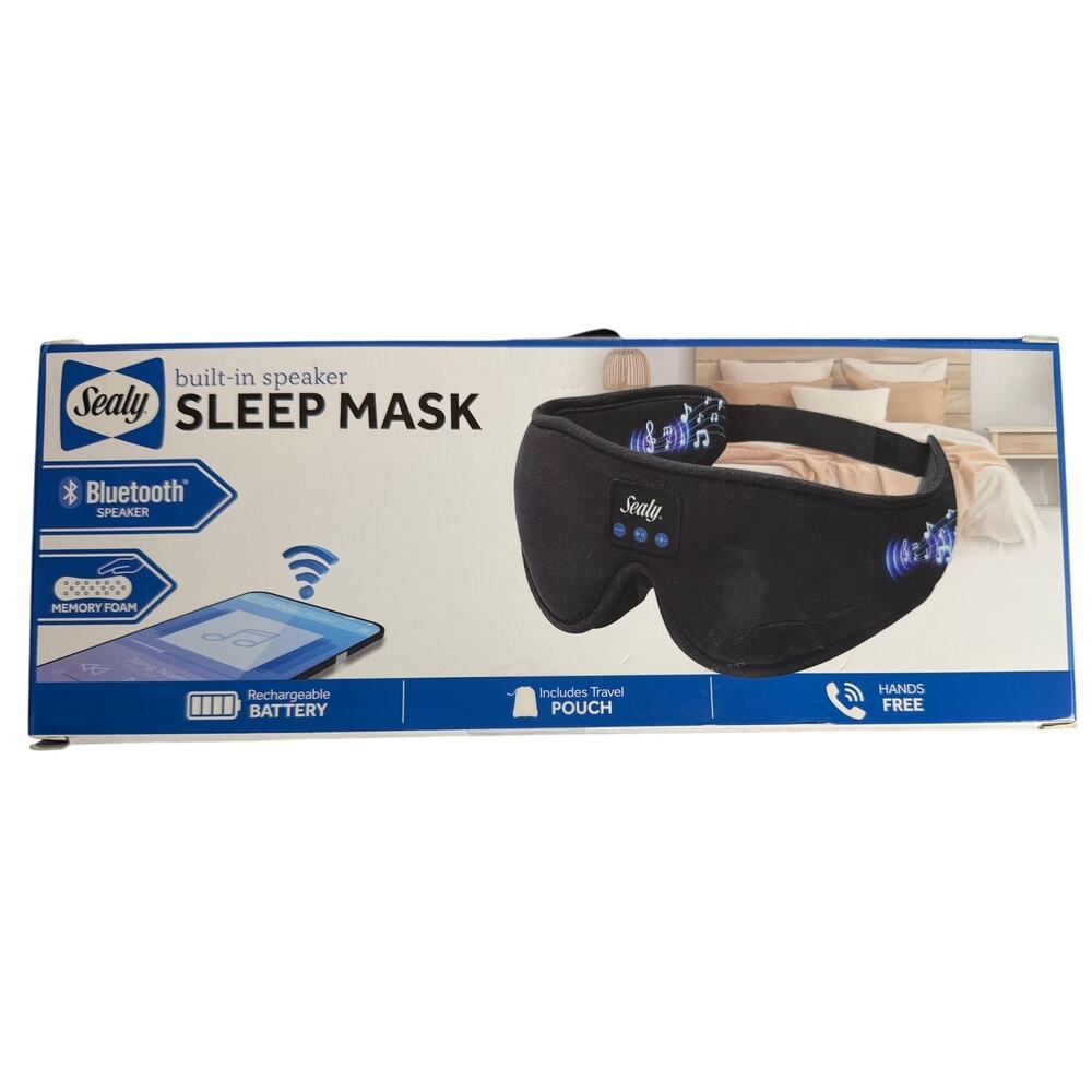 Sealy Sleep mask Built in Bluetooth Speaker Memory Foam New Seales Box